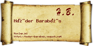 Héder Barabás névjegykártya